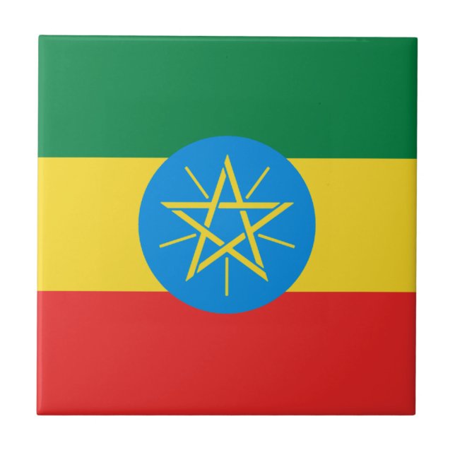 Etiopiens flagga keramisk platta kakelplatta (Framsidan)