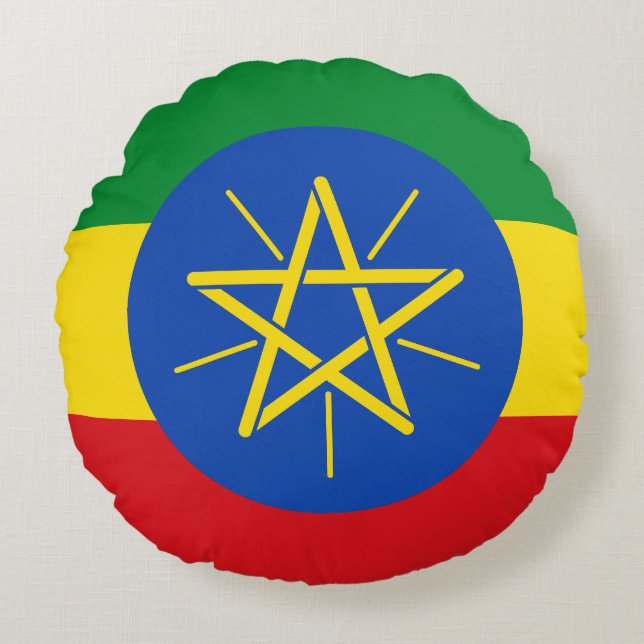 Etiopiens flagga rund kudde (Framsidan)