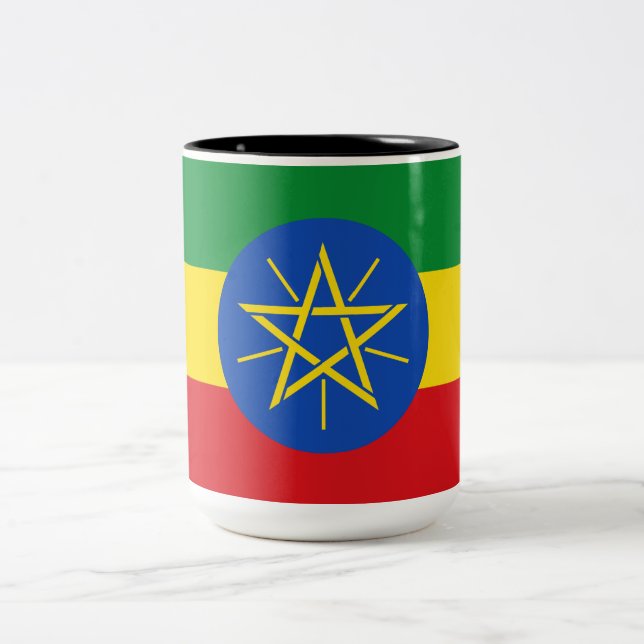 Etiopiens flagga Två-Tonad mugg (Center)
