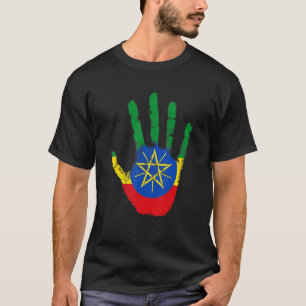 Etiopiens Flagga Vintage Hand Addis Abeba Afrika T Shirt
