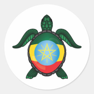 Etiopiens havssköldpadda flagga runt klistermärke
