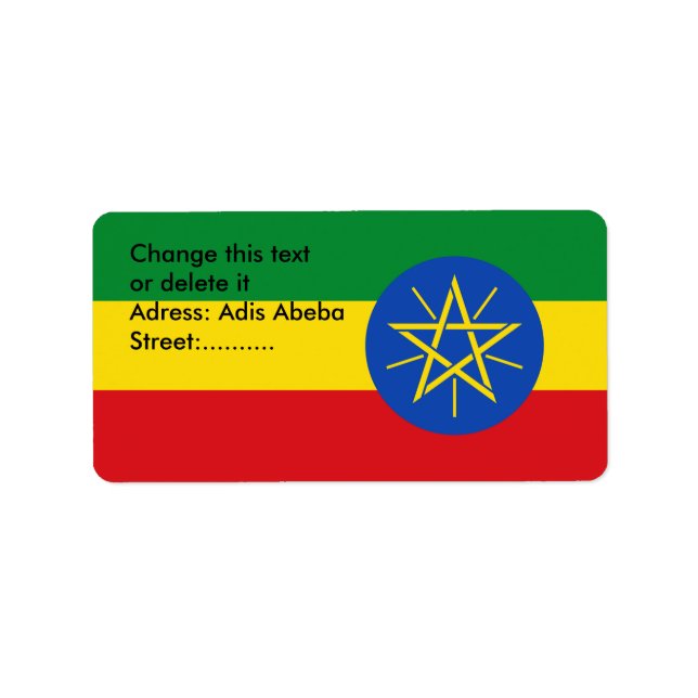 Etiopiens märkning av anpassningsbar med Flagga Adressetikett (Framsidan)