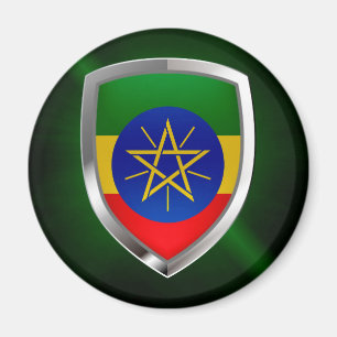 Etiopiens mettaliska emblem magnet