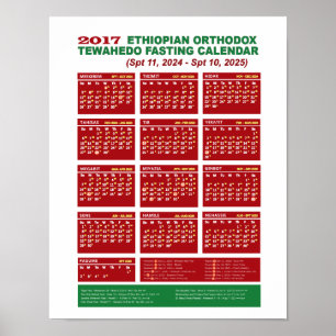 Etiopiens ortodoxa Fasting Calendar 2017 Poster