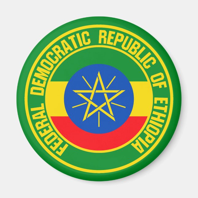 Etiopiens runda Emblem Magnet (Framsidan)