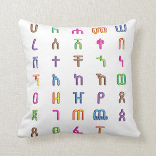 Etiopiens T-Shirts Kids Amharic Alphabet Pillow Kudde