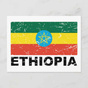 Etiopiens Vintage Flagga Vykort