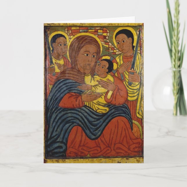 Etiopier svart Madonna med den Jesus julkortet Helgkort (Framsida)