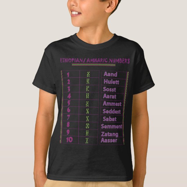 Etiopiern/Amharic numrerar Tee Shirt (Framsida)