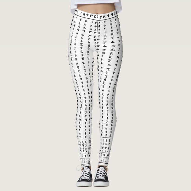 Etiopisk AmharicalfabetGe'ez Fidel damasker Leggings (Framsida)