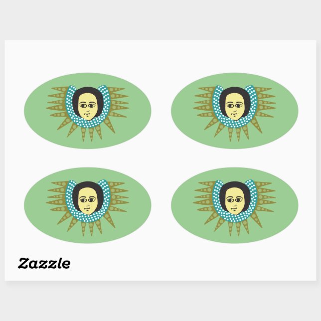 Etiopisk angel Oval Sticker Ovalt Klistermärke (Ark)