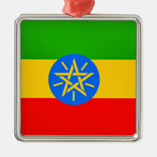 etiopisk flagga julgransprydnad metall