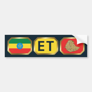 Etiopisk Flagga Kartkod Bildstämpel på Bumper Bildekal