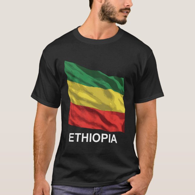etiopisk Flagga T Shirt (Framsida)