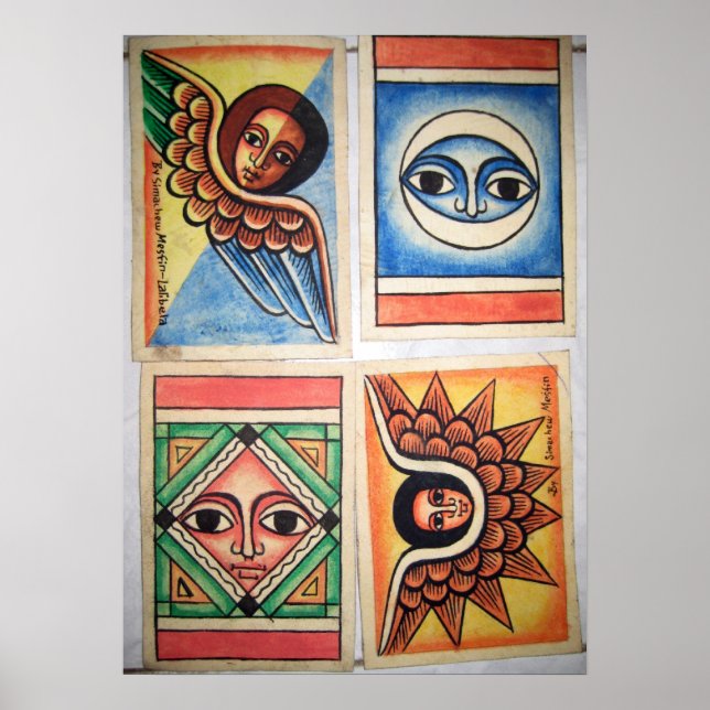 Etiopisk kyrkmålning - Änglar Artwork Poster (Framsidan)