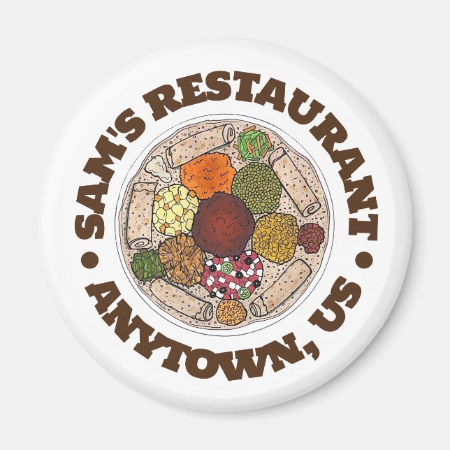 Etiopisk matinjera Wat Restaurant Food Lastbil Magnet (Framsidan)