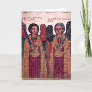 Etiopiska ärkeänglar Michael och Gabriel jul Helgkort