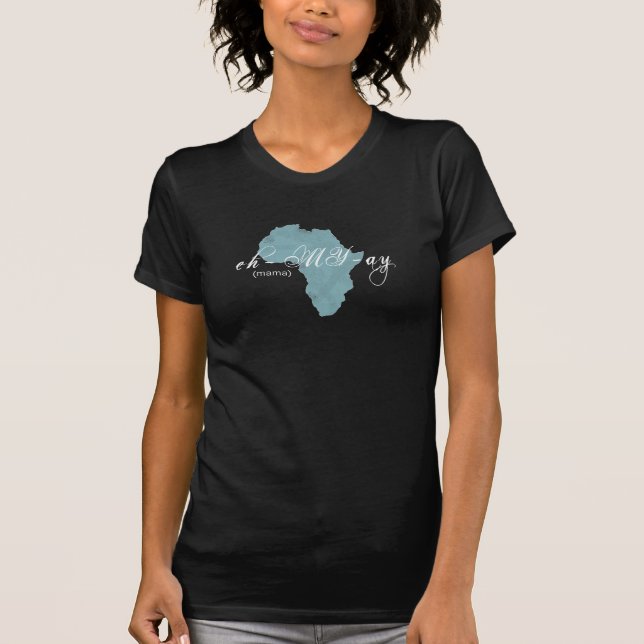 Etiopiska blått för Amharic"mamma" skjorta Tee Shirt (Framsida)