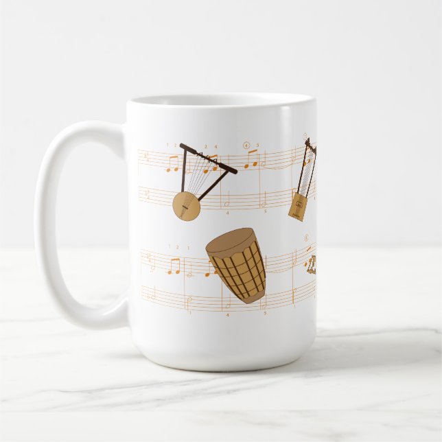 etiopiska musikinstrument T-Shirt Kaffemugg (Vänster)