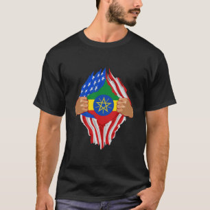 Etiopiskt blod Inside Me Etiopien Flagga Gift T Shirt