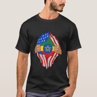 Etiopiskt blod Inside Me Etiopien Flagga Gift T Shirt