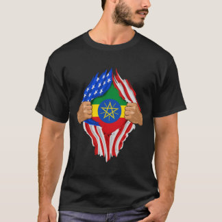 Etiopiskt blod Inside Me Etiopien Flagga Gift T Shirt