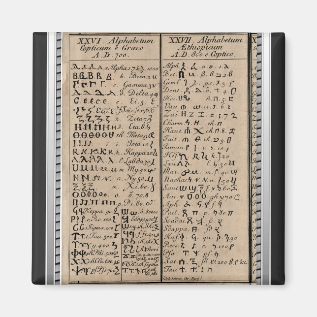 Etiopiskt-koptiskt alfabet magnet (Framsidan)