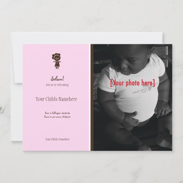 Etiopiskt meddelande om adoption av flickor (Framsida)