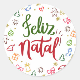 Etiqueta adesiva de Feliz Natal Runt Klistermärke