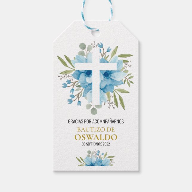 Etiqueta de agradecimiento para bautizo presentetikett (Framsidan)