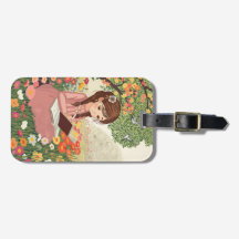 Etiqueta de Bagagem Menina no Jardim