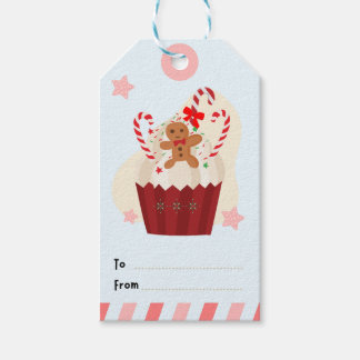 Etiqueta de Regalo con Cupcake de Jengibre Navideñ Presentetikett
