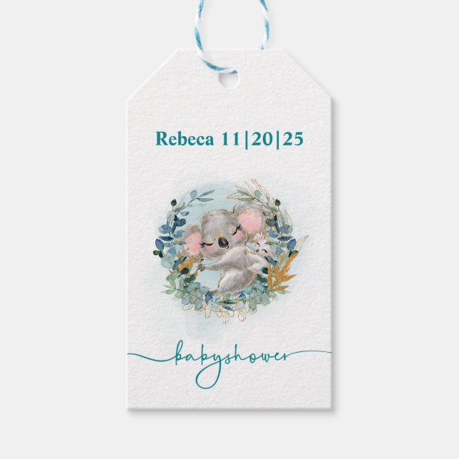Etiqueta para regalo Baby Shower "Baby Koala" Presentetikett (Framsidan)