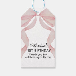 etiqueta para regalo Pink Bow 1st Birthday Presentetikett