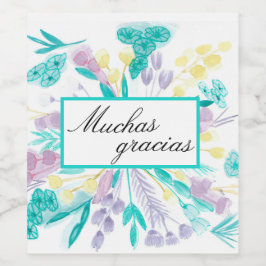 Etiquetas diseñadas en acuarelas a mano vinflaska etikett