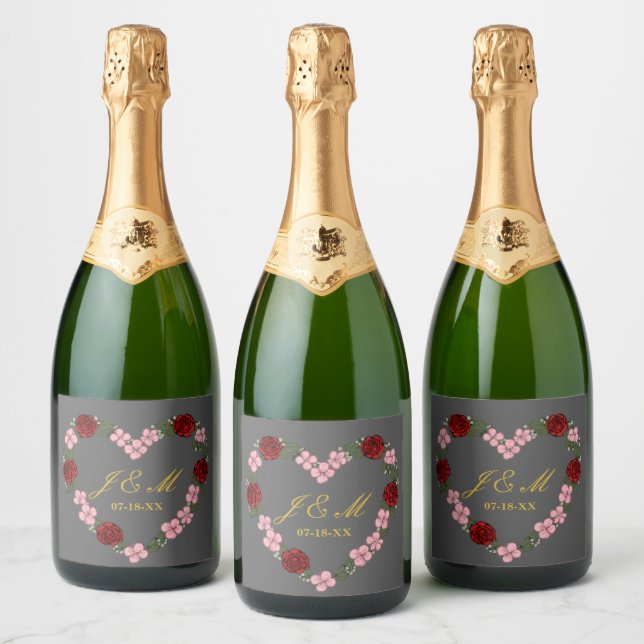 Étiquette champagne gris mariage (Flaskor)