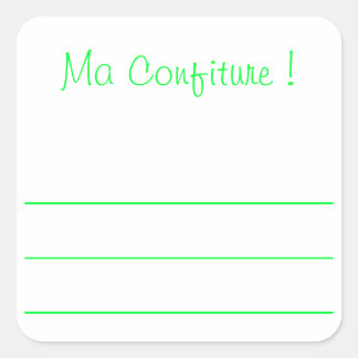 Etiquette confiture vert "ma confiture" fyrkantigt klistermärke