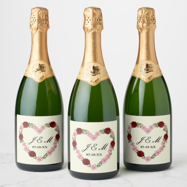 Étiquette de champagne mariage champêtre (Flaskor)