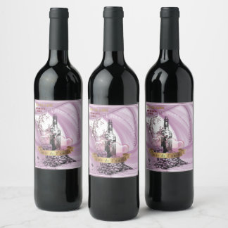Étiquette de vin. Cuvée de l'amitié Vinflaska Etikett