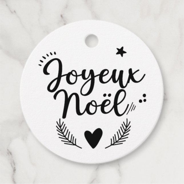 Etiquette emballage - Joyeux Noël - N&B Gåvor Etiketter (Framsida)