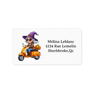 Étiquette Grand-mère Sorcière Stylée en Chibi sur Adressetikett