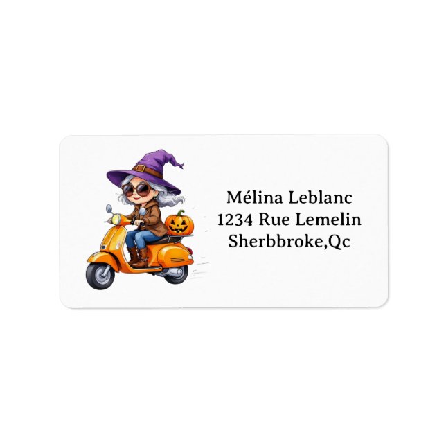 Étiquette Grand-mère Sorcière Stylée en Chibi sur Adressetikett (Framsidan)
