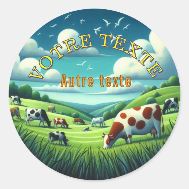 Étiquette ronde classique (Fromagerie) Runt Klistermärke (Framsida)