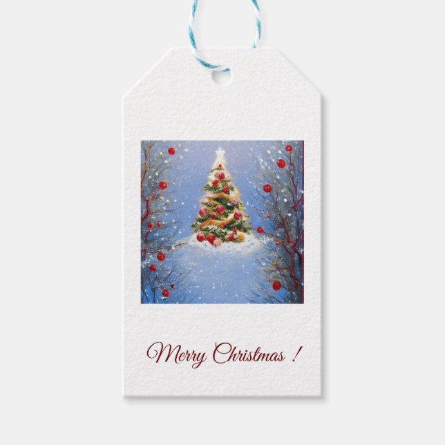 Étiquettes-cadeau  Sapin de noël décoré Presentetikett (Framsidan)