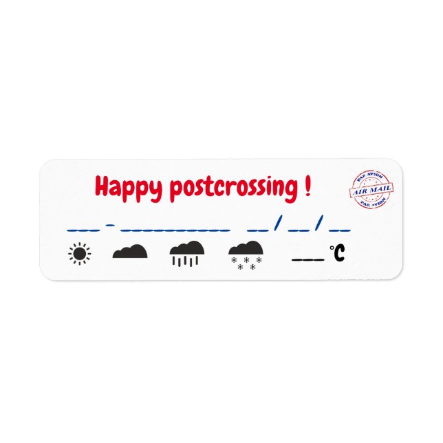 Etiquettes postcross-over complètes returadress etikett (Framsidan)