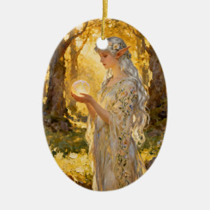 Etirisk alvjungfru - Art Nouveau-stil Julgransprydnad Keramik