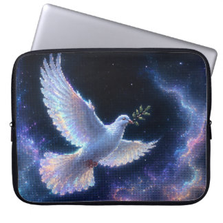 Etirisk fredsduva i kosmisk ljus laptop fodral