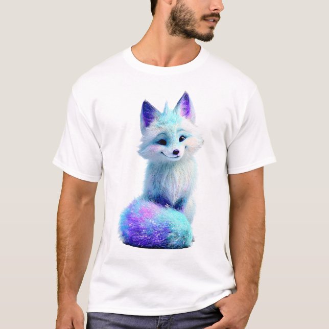 Etirisk Frost Neon Arktisk Räv Män T Shirt (Framsida)
