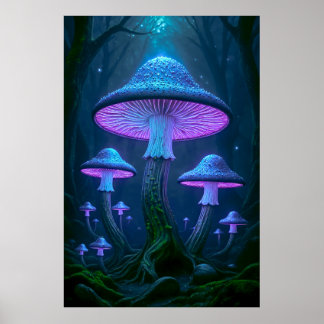Etirisk Mystisk Skog Bioluminescerande Natur Poster
