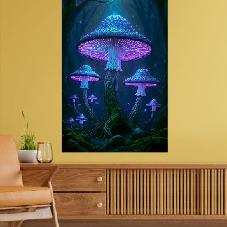 Etirisk Mystisk Skog Bioluminescerande Natur Poster
